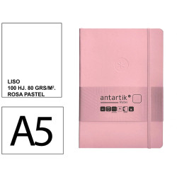 Cuaderno encolado tapa blanda símil piel antartik notes, din a5, 100 hj. 80 grs/m². liso s/m. rosa pastel