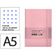 Cuaderno encolado tapa blanda símil piel antartik notes, din a5, 100 hj. 80 grs/m². puntos s/m. rosa pastel