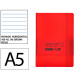 Cuaderno encolado tapa blanda símil piel antartik notes, din a5, 100 hj. 80 grs/m². rayado horizontal s/m. rojo