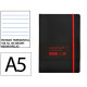 Cuaderno encolado tapa blanda símil piel antartik notes, din a5, 100 hj. 80 grs/m². rayado horizontal s/m. negro/rojo