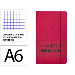 Cuaderno encolado tapa blanda símil piel antartik notes, din a6, 100 hj. 80 grs/m². 5x5 s/m. burdeos