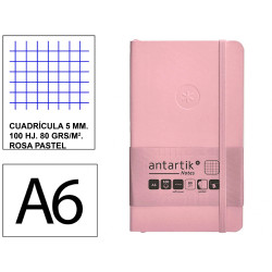 Cuaderno encolado tapa blanda símil piel antartik notes, din a6, 100 hj. 80 grs/m². 5x5 s/m. rosa pastel