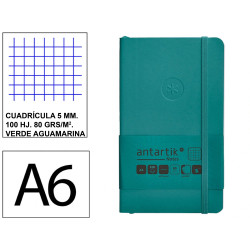Cuaderno encolado tapa blanda símil piel antartik notes, din a6, 100 hj. 80 grs/m². 5x5 s/m. verde aguamarina