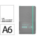 Cuaderno encolado, cantos pintados, tapa blanda símil piel antartik notes, din a6, 100 hj. 80 grs/m². liso s/m. gris/turquesa