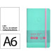 Cuaderno encolado, cantos pintados, tapa blanda símil piel antartik notes, din a6, 100 hj. 80 grs/m². liso s/m. turquesa/rosa