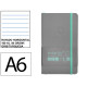 Cuaderno encolado tapa blanda símil piel antartik notes, din a6, 100 hj. 80 grs/m². rayado horizontal s/m. gris/turquesa