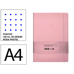 Cuaderno encolado tapa blanda símil piel antartik notes, din a4, 100 hj. 80 grs/m². puntos s/m. rosa pastel