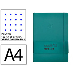 Cuaderno encolado tapa blanda símil piel antartik notes, din a4, 100 hj. 80 grs/m². puntos s/m. verde aguamarina