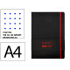 Cuaderno encolado, cantos pintados, tapa blanda símil piel antartik notes, din a4, 100 hj. 80 grs/m². puntos s/m. negro/rojo
