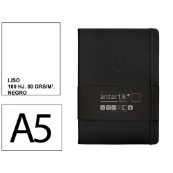 Cuaderno encolado tapa dura símil piel antartik notes, din a5, 100 hj. 80 grs/m². liso s/m. negro