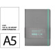 Cuaderno encolado, cantos pintados, tapa dura símil piel antartik notes, din a5, 100 hj. 80 grs/m². liso s/m. gris/turquesa