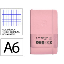 Cuaderno encolado tapa dura símil piel antartik notes, din a6, 100 hj. 80 grs/m². 5x5 s/m. rosa pastel