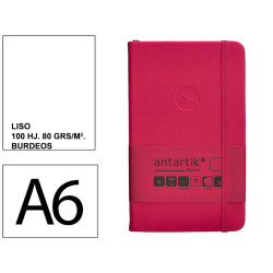 Cuaderno encolado tapa dura símil piel antartik notes, din a6, 100 hj. 80 grs/m². liso s/m. burdeos