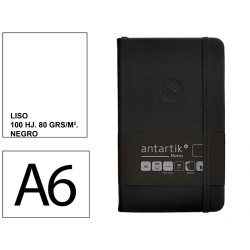 Cuaderno encolado tapa dura símil piel antartik notes, din a6, 100 hj. 80 grs/m². liso s/m. negro