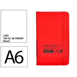 Cuaderno encolado tapa dura símil piel antartik notes, din a6, 100 hj. 80 grs/m². liso s/m. rojo