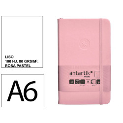 Cuaderno encolado tapa dura símil piel antartik notes, din a6, 100 hj. 80 grs/m². liso s/m. rosa pastel