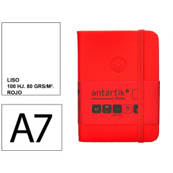 Cuaderno encolado tapa dura símil piel antartik notes, din a7, 80 hj. 80 grs/m². liso s/m. rojo