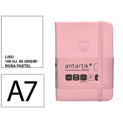 Cuaderno encolado tapa dura símil piel antartik notes, din a7, 80 hj. 80 grs/m². liso s/m. rosa pastel