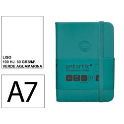 Cuaderno encolado tapa dura símil piel antartik notes, din a7, 80 hj. 80 grs/m². liso s/m. verde aguamarina