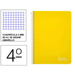 Cuaderno espiral tapa dura liderpapel serie witty, 4º, 80 hj. 90 grs/m². 4x4 c/m. amarillo
