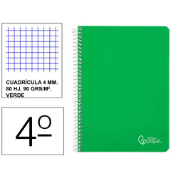 Cuaderno espiral tapa dura liderpapel serie witty, 4º, 80 hj. 90 grs/m². 4x4 c/m. verde