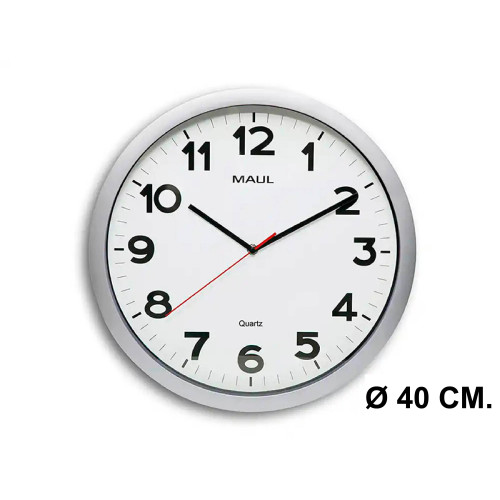 Reloj de pared con marco de plástico maul, Ø 40 cm. plata