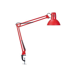 Lámpara de escritorio maul study, doble brazo articulado con pinza, rojo