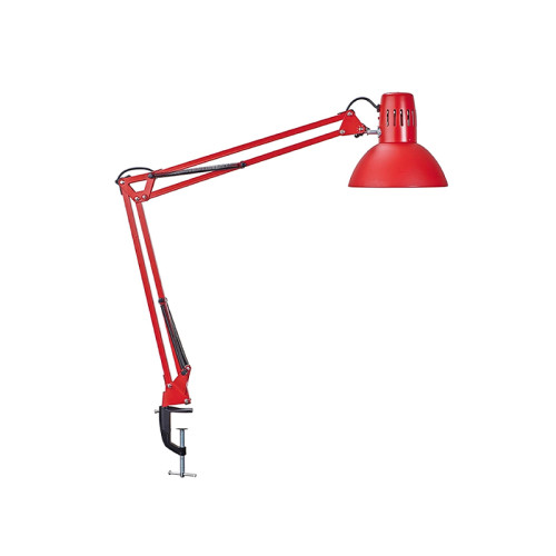 Lámpara de escritorio maul study, doble brazo articulado con pinza, rojo