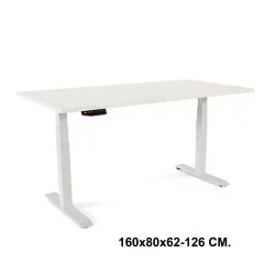 Mesa de oficina con regulación eléctrica en altura rocada e-table, 160x80x62-126 cm. blanco / blanco