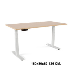 Mesa de oficina con regulación eléctrica en altura rocada e-table, 160x80x62-126 cm. haya / blanco