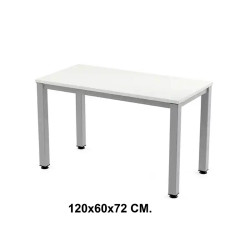 Mesa de oficina rocada executive, 120x60x72 cm. blanco / aluminio