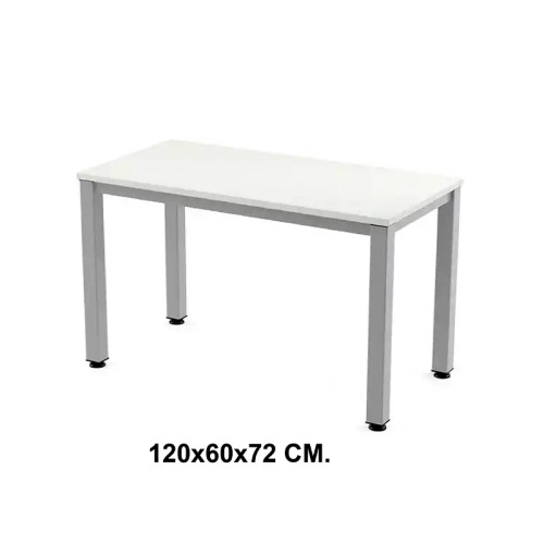 Mesa de oficina rocada executive, 120x60x72 cm. blanco / aluminio