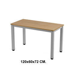 Mesa de oficina rocada executive, 120x60x72 cm. roble / aluminio