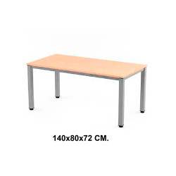 Mesa de oficina rocada executive, 140x80x72 cm. haya / aluminio
