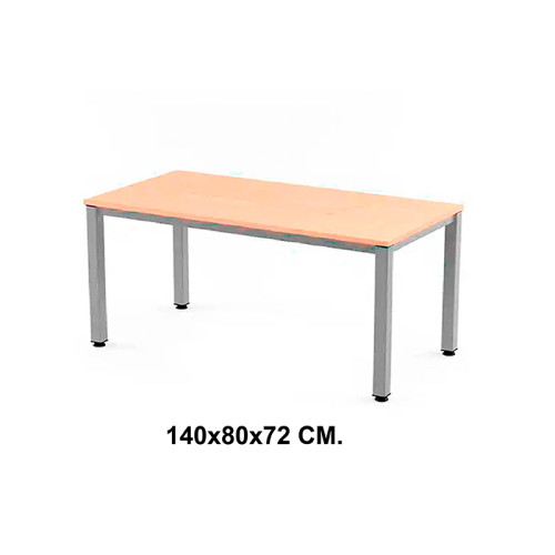 Mesa de oficina rocada executive, 140x80x72 cm. haya / aluminio