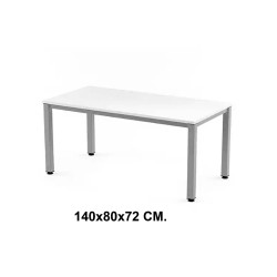 Mesa de oficina rocada executive, 140x80x72 cm. blanco / aluminio