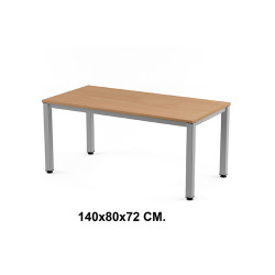 Mesa de oficina rocada executive, 140x80x72 cm. roble / aluminio