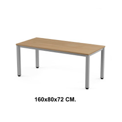 Mesa de oficina rocada executive, 160x80x72 cm. roble / aluminio