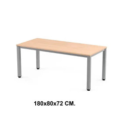 Mesa de oficina rocada executive, 180x80x72 cm. haya / aluminio