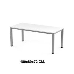 Mesa de oficina rocada executive, 180x80x72 cm. blanco / aluminio