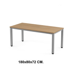 Mesa de oficina rocada executive, 180x80x72 cm. roble / aluminio