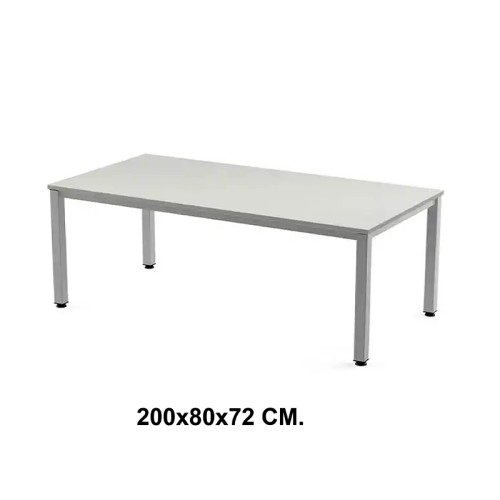 Mesa de oficina rocada executive, 200x80x72 cm. gris / aluminio