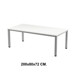 Mesa de oficina rocada executive, 200x80x72 cm. blanco / aluminio