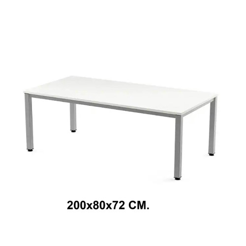 Mesa de oficina rocada executive, 200x80x72 cm. blanco / aluminio