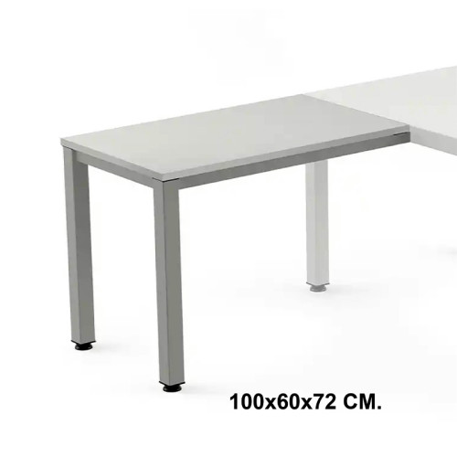 Ala para mesa de oficina rocada executive, 100x60x72 cm. gris / aluminio
