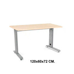 Mesa de oficina rocada metal, 120x60x72 cm. haya / aluminio