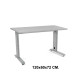 Mesa de oficina rocada metal, 120x60x72 cm. gris / aluminio
