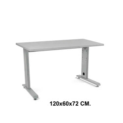 Mesa de oficina rocada metal, 120x60x72 cm. gris / aluminio