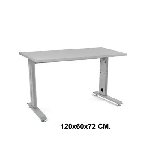 Mesa de oficina rocada metal, 120x60x72 cm. gris / aluminio