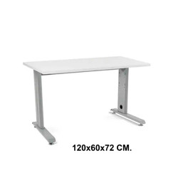 Mesa de oficina rocada metal, 120x60x72 cm. blanco / aluminio